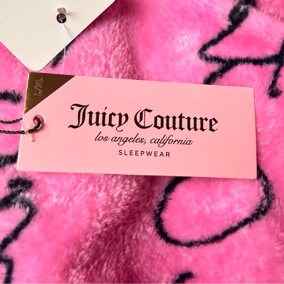 Juicy Couture NWT Plush Logo Script Robe Pink Cozy Lounge Sleepwear Size L/XL - Picture 8 of 8